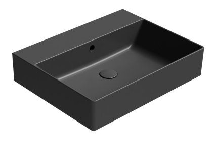 GSI Kube X obdélníkové umyvadlo 60 x 47 cm bez otvoru pro baterii s přepadem keramické černá mat 9431026
