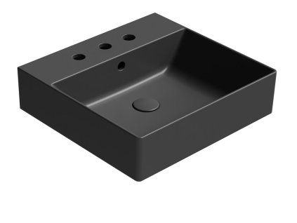GSI Kube X obdélníkové umyvadlo 50 x 47 cm 3 otvory pro baterii s přepadem keramické černá mat 9430326