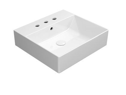 GSI Kube X obdélníkové umyvadlo 50 x 47 cm 3 otvory pro baterii s přepadem keramické bílá ExtraGlaze 9430311