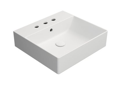 GSI Kube X obdélníkové umyvadlo 50 x 47 cm 3 otvory pro baterii s přepadem keramické bílá mat 9430309