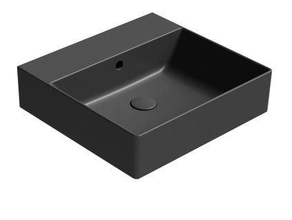 GSI Kube X obdélníkové umyvadlo 50 x 47 cm bez otvoru pro baterii s přepadem keramické černá mat 9430026
