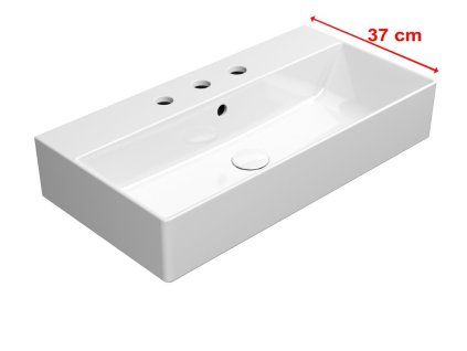 GSI Kube X obdélníkové umyvadlo 70 x 37 cm broušená spodní hrana 3 otvory pro baterii s přepadem keramické bílá ExtraGlaze 94559311