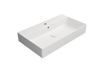 GSI Kube X obdélníkové umyvadlo 80 x 47 cm broušená spodní hrana s otvorem pro baterii s přepadem keramické bílá mat 94229109