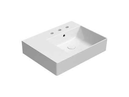 GSI Kube X obdélníkové umyvadlo 60 x 47 cm 3 otvory pro baterii s odkládací plochou vlevo s přepadem keramické bílá ExtraGlaze 9439311