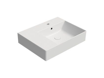 GSI Kube X obdélníkové umyvadlo 60 x 47 cm s otvorem pro baterii s odkládací plochou vlevo s přepadem keramické bílá mat 9439109