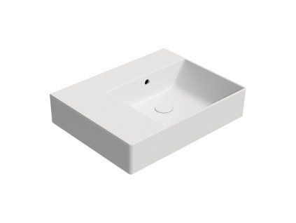 GSI Kube X obdélníkové umyvadlo 60 x 47 cm bez otvoru pro baterii s odkládací plochou vlevo s přepadem keramické bílá mat 9439009