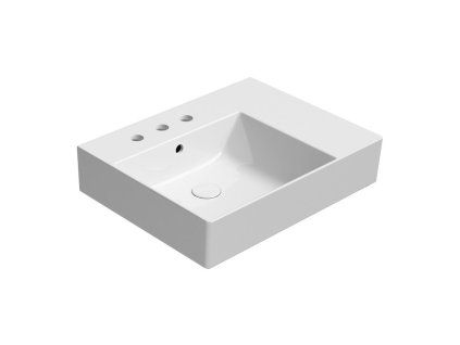 GSI Kube X obdélníkové umyvadlo 60 x 47 cm 3 otvory pro baterii s odkládací plochou vpravo s přepadem keramické bílá ExtraGlaze 9438311