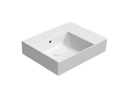 GSI Kube X obdélníkové umyvadlo 60 x 47 cm bez otvoru pro baterii s odkládací plochou vpravo s přepadem keramické bílá ExtraGlaze 9438011