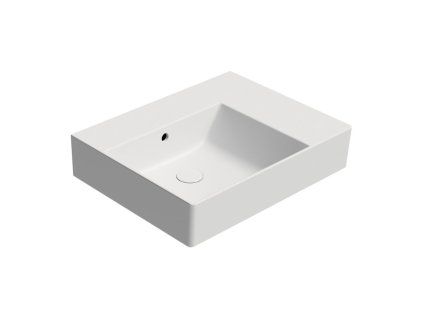GSI Kube X obdélníkové umyvadlo 60 x 47 cm bez otvoru pro baterii s odkládací plochou vpravo s přepadem keramické bílá mat 9438009