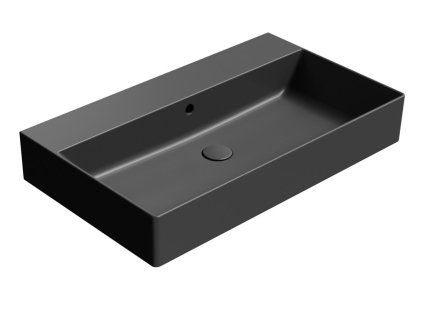 GSI Kube X obdélníkové umyvadlo 80 x 47 cm bez otvoru pro baterii s přepadem keramické černá mat 9422026