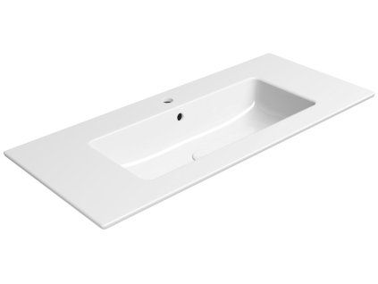 GSI Pura obdélníkové umyvadlo slim 102 x 46 cm s otvorem pro baterii s přepadem keramické bílá ExtraGlaze 8886111
