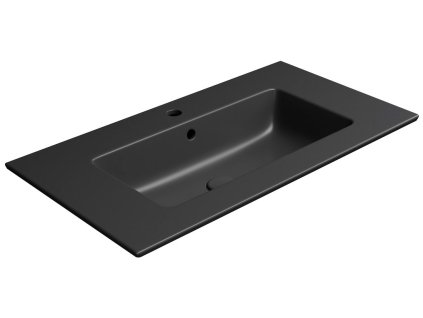GSI Pura obdélníkové umyvadlo Slim 82 x 46 cm s otvorem pro baterii s přepadem keramickéčerná mat 8885126