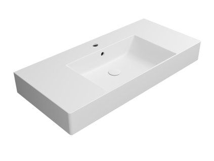 GSI Kube X obdélníkové umyvadlo 100 x 47 cm broušená spodní hrana s otvorem pro baterii s přepadem odkládací plochy keramické bílá mat 94519109