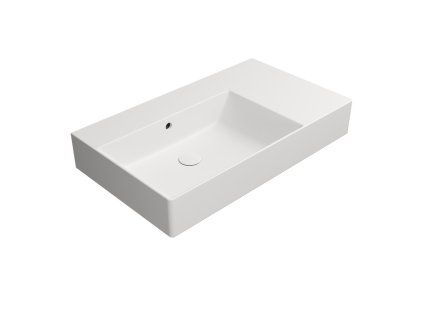 GSI Kube X obdélníkové umyvadlo 80 x 47 cm broušená spodní hrana bez otvoru pro baterii s přepadem odkládací plocha vpravo keramické bílá mat 94569009