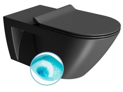 GSI Community závěsná wc mísa 36 x 70 cm Swirlflush keramika černá dual-mat 761526