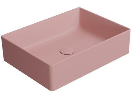 GSI Kube X obdélníkové umyvadlo na desku 50 x 37 cm bez otvoru pro baterii bez přepadu keramické blush mat růžová 942924