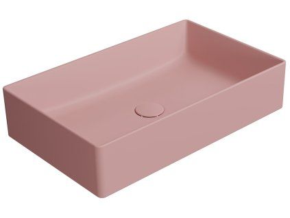 GSI Kube X obdélníkové umyvadlo na desku 60 x 37 cm bez otvoru pro baterii bez přepadu keramické blush mat růžová 945324