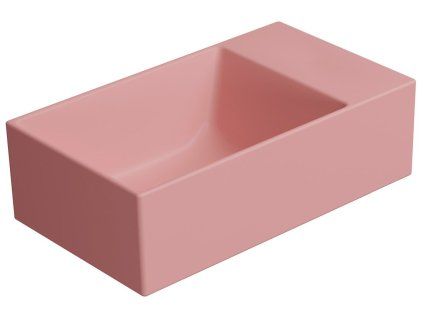 GSI Kube X obdéníkové umývátko 40 x 23 cm bez otvoru pro baterii pravé/levé bez přepadu keramické blush mat růžová 9484024
