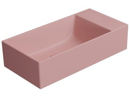 GSI Kube X umývátko 50 x 25 cm broušená spodní hrana bez otvoru pro baterii bez přepadu keramické blush mat růžová 94869024