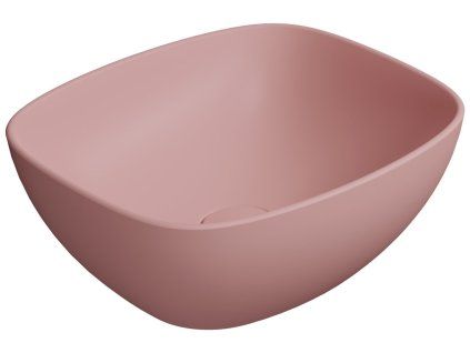 GSI Nubes obdélníkové umyvadlo na desku 40 x 35 cm bez otvoru pro baterii bez přepadu keramické blush mat růžová 978524