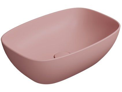 GSI Nubes obdélníkové umyvadlo na desku 50 x 35 cm bez otvoru pro baterii bez přepadu keramické blush mat růžová 978424