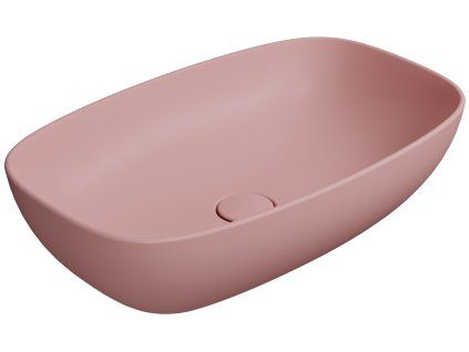 GSI Nubes obdélníkové umyvadlo na desku 60 x 38 cm bez otvoru pro baterii bez přepadu keramické blush mat růžová 978324
