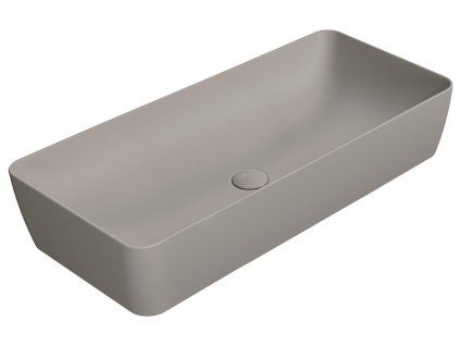 GSI Nubes obdélníkové umyvadlo na desku 80 x 40 cm bez otvoru pro baterii bez přepadu keramické tortora mat šedá 904005