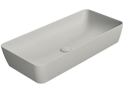 GSI Nubes obdélníkové umyvadlo na desku 80 x 40 cm bez otvoru pro baterii bez přepadu keramické cenere mat šedá 904017