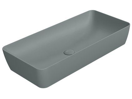 GSI Nubes obdélníkové umyvadlo na desku 80 x 40 cm bez otvoru pro baterii bez přepadu keramické agave mat zelená 904004