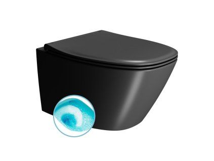 GSI Modo závěsná wc mísa 37 x 54 cm Swirlflush keramika černá dual-mat 841526