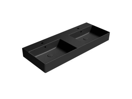GSI Kube X obdélníkové dvojumyvadlo 120 x 47 cm s otvorem pro baterii s přepadem keramické černá mat 9425126