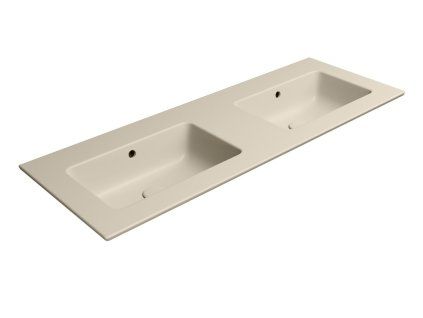 GSI Pura obdélníkové dvojumyvadlo Slim 122 x 46 cm bez otvoru pro baterii s přepadem keramické creta mat béžová 8888008