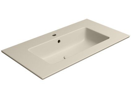 GSI Pura obdélníkové umyvadlo Slim 82 x 46 cm s otvorem pro baterii s přepadem keramické creta mat béžová 8885108