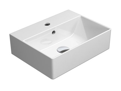 GSI Kube X umývátko 45 x 35 cm broušená spodní hrana s otvorem pro baterii s přepadem keramika bílá mat 94859109
