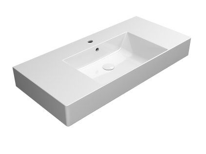 GSI Kube X obdélníkové umyvadlo 100 x 47 cm broušená spodní hrana s otvorem pro baterii s přepadem odkládací plochy keramika bílá ExtraGlaze 94519111