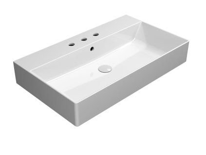 GSI Kube X obdélníkové umyvadlo 80 x 47 cm broušená spodní hrana 3 otvory pro baterii s přepadem keramika bílá ExtraGlaze 94229311