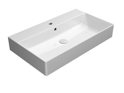 GSI Kube X obdélníkové umyvadlo 80 x 47 cm broušená spodní hrana s otvorem pro baterii s přepadem keramika bílá ExtraGlaze 94229111