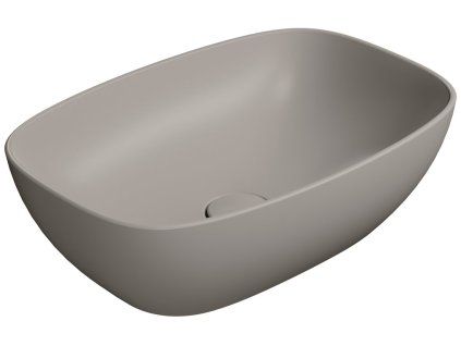 GSI Nubes obdélníkové umyvadlo na desku 50 x 35 cm bez otvoru pro baterii bez přepadu keramika tortora mat šedá 978405
