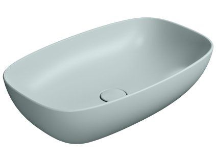 GSI Nubes obdélníkové umyvadlo na desku 60 x 38 cm bez otvoru pro baterii bez přepadu keramika ghiaccio mat modrá 978315