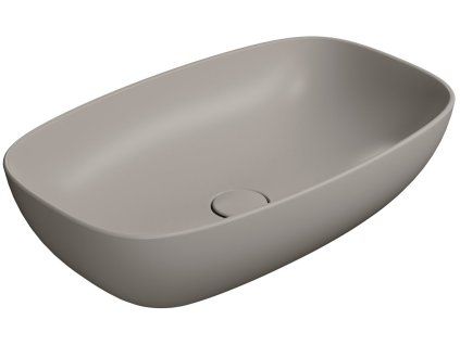 GSI Nubes obdélníkové umyvadlo na desku 60 x 38 cm bez otvoru pro baterii bez přepadu keramika tortora mat šedá 978305