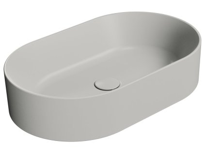 GSI Kube X oválné umyvadlo na desku 60 x 37 cm bez otvoru pro baterii bez přepadu keramika cenere mat šedá 945817