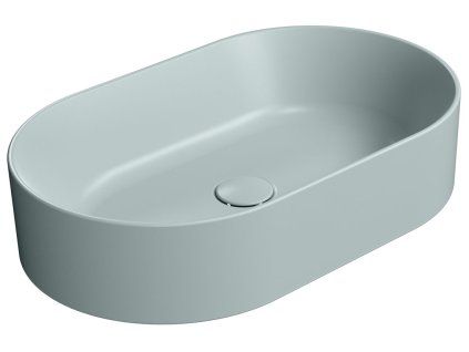 GSI Kube X oválné umyvadlo na desku 60 x 37 cm bez otvoru pro baterii bez přepadu keramika ghiaccio mat modrá 945815