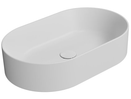 GSI Kube X oválné umyvadlo na desku 60 x 37 cm bez otvoru pro baterii bez přepadu keramika bílá mat 945809