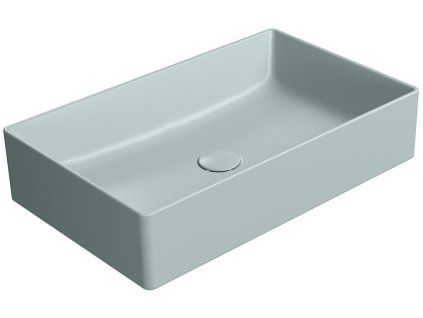 GSI KUbe X obdélníkové umyvadlo na desku 60 x 37 cm bez otvoru pro baterii bez přepadu keramické ghiaccio mat modrá 945315
