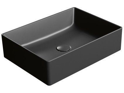 GSI Kube X obdélníkové umyvadlo na desku 50 x 37 cm bez otvoru pro baterii bez přepadu keramické černá mat 942926