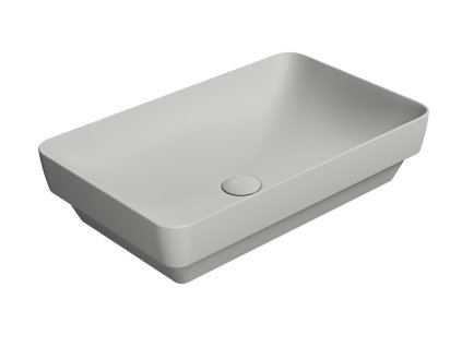 GSI Pura obdélníkové umyvadlo na desku 60 x 38 cm bez otvoru pro baterii bez přepadu keramické cenere mat šedá 883717