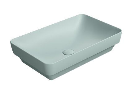 GSI Pura obdélníkové umyvadlo na desku 60 x 38 cm bez otvoru pro baterii bez přepadu keramické ghiaccio mat modrá 883715