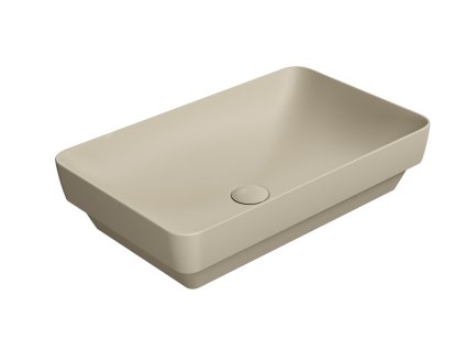 GSI Pura obdélníkové umyvadlo na desku 60 x 38 cm bez otvoru pro baterii bez přepadu keramické creta mat béžová 883708