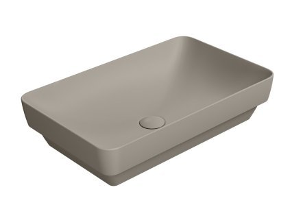 GSI Pura obdélníkové umyvadlo na desku 60 x 38 cm bez otvoru pro baterii bez přepadu keramické tortora mat šedá 883705