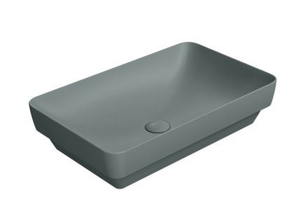 GSI Pura obdélníkové umyvadlo na desku 60 x 38 cm bez otvoru pro baterii bez přepadu keramické agave mat zelená 883704